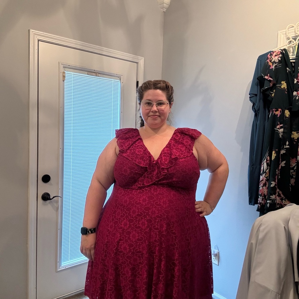 Torrid Burgundy Lace Mini Dress